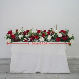 Factory Custom Artificial <b>red</b> white Flower <b>Runner</b> for Wedding Table Centerpieces Decorations - Product Image 2