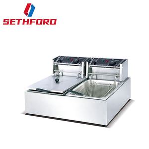 Freidora eléctrica de <span class=keywords><strong>6</strong></span> + 6L con cestas, doble tanque comercial, venta directa de fábrica - Product Image 5