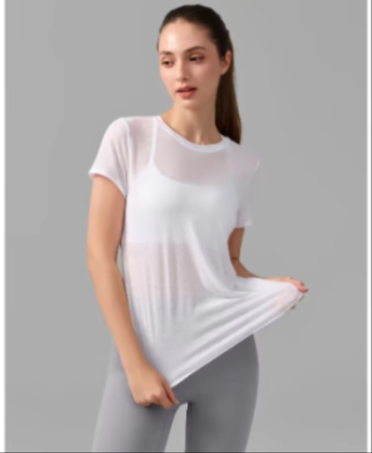 Cross-border Beauty Back Sports Short-sleeved Women's Running Training Pilates Quick-drying Breathable Fitness Blouse Top Yoga