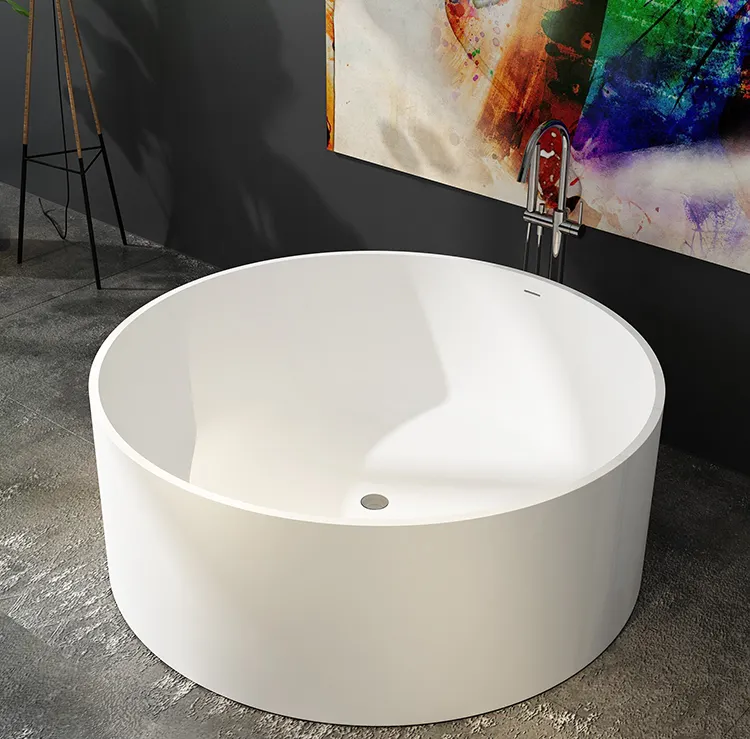 Modern artificial round bathroom freestanding stone bowl bathtub for kids
