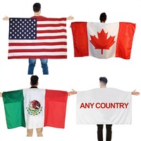 Cape de corps personnalisée avec drapeau national 3x5 FT (90x150cm) en polyester 100D – Drapeaux des États-Unis, du Mexique et de tous les pays pour sports de plein air et défilés