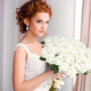 <b>White</b> Roses <b>Artificial</b> <b>Flowers</b> Bulk 36/52Pcs Fake Silk Roses <b>White</b> <b>Flowers</b> Bouquet for Mother's Day Valentine's Day Decor - Product Image 5