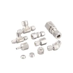 Conexión de virola doble de acero inoxidable Conector 1/4 Rosca BSPT Rama macho en T