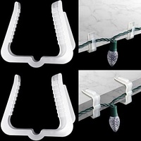 50 Piezas de Clips para Luces Navideñas, Ganchos para Colgar en Canaletas, Clips de Plástico Impermeables para Exteriores, para Decoración con Guirnaldas de Luces
