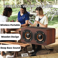 Barre de son portable sans fil en bois avec Bluetooth 5.0, système de batterie 1200 mAh, super basses stéréo, puissance de sortie 5-10W