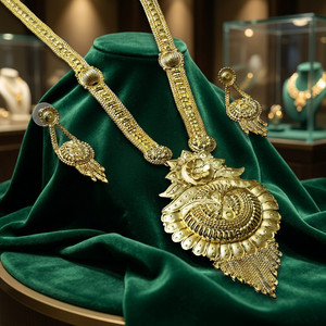 Wholesale 14K 18K 24K Micro Gold Plated Forming <b>Long</b> <b>Necklaces</b>, Floral Design Indian Jewelry, Brass Gold Filled Fashion Jewelry. - Product Image 4