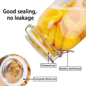 Bocaux en verre avec couvercle métallique à clipser, 500ml, 750ml, 1000ml, 1500ml, vente en gros, prix abordable, pour la conservation des aliments (cornichons, miel, salades) - Product Image 4