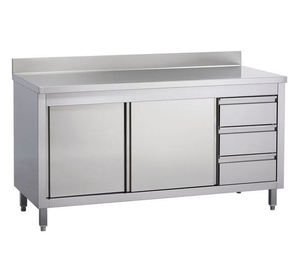 Banco da Lavoro Commerciale in Acciaio Inossidabile con Ante Scorrevoli per Ristoranti, Hotel e Cucine di Catering - Product Image 4