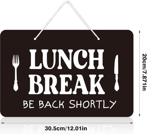Panneau de signalisation pour pause déjeuner, 'Revenir bientôt', pour salle de pause, cuisine, bureau, magasin, café, sortie pour dîner, noir et blanc, à fixer au mur - Product Image 3