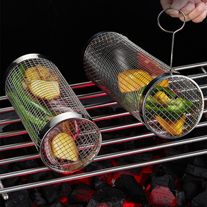 Parrilla de barbacoa Rejilla Jaulas de barbacoa Camping Picnic Utensilios de cocina Barbacoa redonda al aire libre Fogata Parrilla Rejilla Parrilla rodante Cesta - Product Image 4