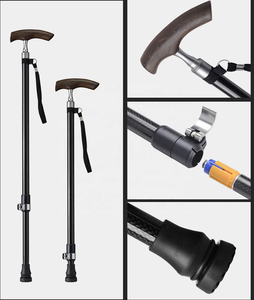 Bastón de Caminata <span class=keywords><strong>Oldman</strong></span> con Mango en T, Bastones Elegantes de Madera y Corcho con Puntas de Goma de Fibra de Carbono para Actividades al Aire Libre - para Senderismo - Product Image 2