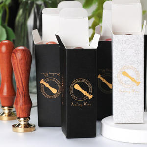 Ensemble de tampons à cire avec manche en bois et tête en cuivre pour invitations de mariage, boîte d'emballage décorative de style classique - Product Image 3