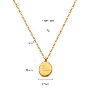 Personnalisé 316 <span class=keywords><strong>Bijoux</strong></span> En Acier Inoxydable Belle Irrégulière Ovale Marque Graver ou Laser Lettres Pendentif Collier pour Femme - Product Image 2