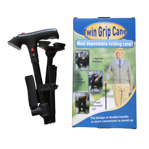 Canne pliante en alliage d'aluminium à <span class=keywords><strong>double</strong></span> poignée avec lumière LED et alarme antidérapante à quatre coins Bâton de <span class=keywords><strong>marche</strong></span> télescopique pour personnes âgées - Product Image 5