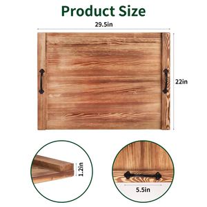 Solid Wood <b>Tea</b> <b>Tray</b> Carbonized Pine 75x56x2.5 Cm Heat Resistant For Home Kung Fu <b>Tea</b> Set - Product Image 4