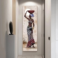 Grande Peinture sur Toile de Femmes Africaines en Portrait, Affiches et Impressions Murales, Tableaux Décoratifs pour Salon et Maison