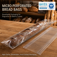 Sacs à pain micro-perforés respirants pour la conservation des aliments, emballage alimentaire sûr en PE pour boulangerie, vente en gros