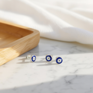 E1851 Orecchini a Perno Blu Zaffiro in Lega, Gioielli Unisex alla Moda - Product Image 2