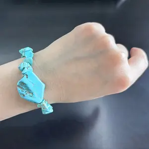 2024 Bling 'S Nieuwe Design Armbanden Gestabiliseerd Turquoise Plaat Met Chip Armbanden Groothandel