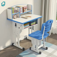 Ensemble de chaise et de bureau d'apprentissage ergonomique pour enfants, bleu et rose, réglable en hauteur, meubles de maison, tables d'étude en bois pour enfants