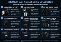 Collection de porte-gobelets de voiture haut de gamme, organisateur d'intérieur pour téléphone, boissons et collations, plateau de rangement, cadeau de marque automobile, série d'extenseurs de porte-gobelets
