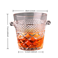 Seau à glace en verre cristal FLVC 2L, design minimaliste moderne, pour bar et usage domestique, idéal pour les blocs de glace.