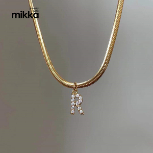 18k altın kaplama paslanmaz çelik takı yılan zinciri kübik zirkonya A-Z mektup kolye kolye kadınlar için - Product Image 4