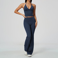 Nouvel Arrivage Ensemble de Yoga pour Femme, Col Halter, Effet Superposé, Coupe Ajustée, Effet Push-Up, Très Extensible et Respirant, pour l'Entraînement de Pilates