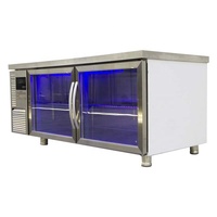 2025 nouveau Style marbre sous le comptoir refroidisseur congélateur en acier inoxydable porte en verre établi réfrigérateur avec roue