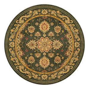 พรมปูพื้นทรงกลม ลายดอกไม้สีฟ้า วินเทจชิค ทอเครื่องจักร กันน้ำ ตกแต่งบ้าน เสื่อปูพื้น เส้นผ่านศูนย์กลาง 60 นิ้ว - Product Image 2