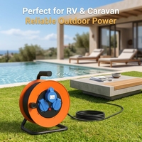 Enrouleur de câble électrique portable rétractable en plastique, 4 prises, 10M 20M 30M 50M, pour extérieur 220V