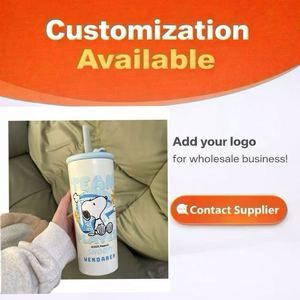 Mug isotherme en acier inoxydable 700 ml avec paille, motif dessin animé, pour café, bureau, camping, vente en gros - Product Image 6