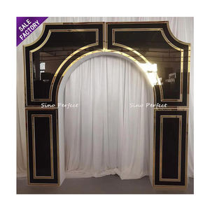 Arco de Fondo para Bodas, Color Negro, Precio de Fábrica, Proveedor de Artículos para Bodas, Soporte de Acrílico para Decoración de Eventos - Product Image 1