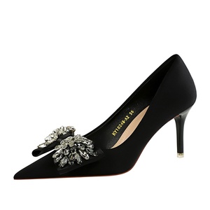 Nouvelles Tendances Automne 2025 : Chaussures de Soirée Sexy à Talons Hauts, Bout Pointu et Nœud en Strass pour Femme - Product Image 1