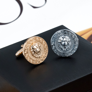 卸売 スーツブレザー メタル メンズ ウルフカフスセット ジェムストーン ボタンカバー ライオンヘッドスタッズ カスタム ゴールド ライオン カフリンクス メンズ用 - Product Image 2
