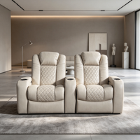 Fauteuil inclinable électrique de luxe en cuir avec support de tête réglable, mobilier de salon, siège de cinéma maison, canapé de cinéma