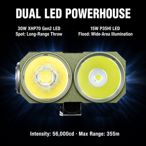 ไฟฉาย WOSEN แบบสองแหล่งกำเนิดแสง 30W XHP70 Gen2 LED สำหรับกรณีฉุกเฉิน พร้อมแม่เหล็กท้ายตัว คลิปหนีบตัวเครื่อง ไฟแฟลชขนาดเล็ก - Product Image 2