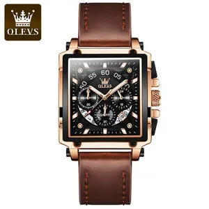 OLEVS 9919 패션 신사 쿼츠 시계 가죽 밴드 방수 빛나는 견고한 날짜 표시 비즈니스 손목 시계