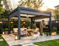 Auvent électrique en aluminium avec lames orientables électriquement, adapté aux jardins extérieurs, aux patios, aux bords de piscine, etc.