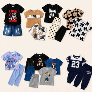 เสื้อผ้าเด็กค้างสต็อกจากโรงงานจีนช่วงซัมเมอร์ คุณภาพพรีเมียม สะอาด คละแบบ ขายส่งจำนวนมาก ไม่มีแบรนด์ ผ้าฝ้ายผสมโพลีเอสเตอร์ - Product Image 1