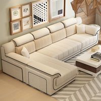 Conjunto de Sofá Moderno de Tela con Chaise Longue en Forma de L, Simple, Grande y Pequeño, Lavable, Relleno de Esponja, para Villa, Escuela, Taller