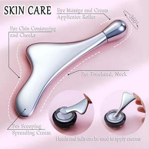 Outil de <span class=keywords><strong>massage</strong></span> Gua Sha en acier inoxydable personnalisé pour les yeux, atténue les poches, les cernes, réduit les ridules et les rides, <span class=keywords><strong>anti</strong></span>-âge - Product Image 2