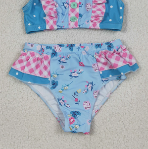 <span class=keywords><strong>Maillot</strong></span> <span class=keywords><strong>de</strong></span> <span class=keywords><strong>bain</strong></span> pour bébé fille, ensemble <span class=keywords><strong>de</strong></span> maillots <span class=keywords><strong>de</strong></span> <span class=keywords><strong>bain</strong></span> à volants bleu floral et rose à carreaux - Product Image 4
