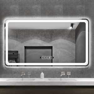 Prix de gros énorme miroir rectangulaire à lumière LED miroir rétroéclairé de salle de bain d'hôtel avec désembueur horloge et miroir grossissant - Product Image 3