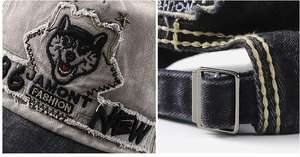 Casquette de baseball sportive 5 panneaux en toile 100% coton, style vintage vieilli, unisexe, avec logo brodé personnalisé, effet effiloché, style streetwear - Product Image 6