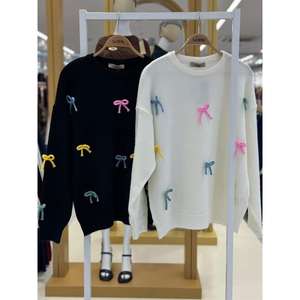 Suéter de Punto para Mujer Sobe, Color Crudo, Manga Larga, Casual, Antipilling, 14 Gg, con Detalle de Lazo Colorido - Product Image 2