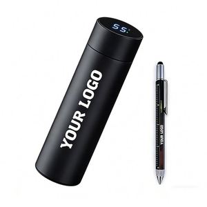 Portable Custom Logo Promo Business Gift Smart Temperature Display <b>Coffee</b> Tea Vacuum Flask Water Bottle With <b>Filter</b> - Product Image 1