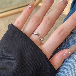 Dylam Personalized Women S925 Silver Rhodium Plated Daily Wear Jewelry Polish Irregular <b>Open</b> Adjustable <b>Rings</b> for Women - Product Image 4