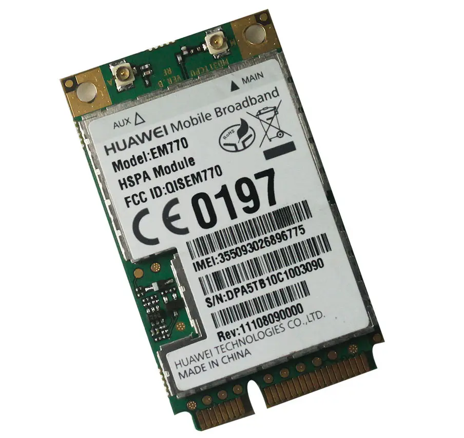 Huawei के लिए Em770 अनलॉक 3 जी wwan मिनी Pci-ई के साथ वायरलेस कार्ड बढ़त Hsdpa आवाज जीपीएस आंतरिक 2g/3 जी मॉडेम