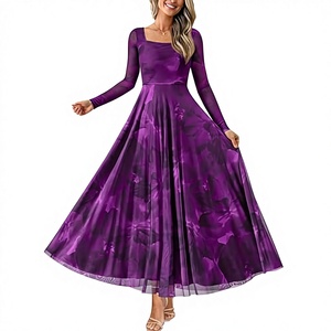 Elegante Vestido Largo de Fiesta con Manga Larga, Corte en A, Cuello en V, 100% Poliéster Ecológico, Color Sólido Natural, Moda Otoñal - Product Image 3